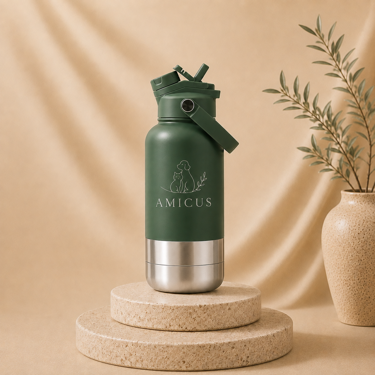 3-in-1 Portable Bottle & Bowl Set