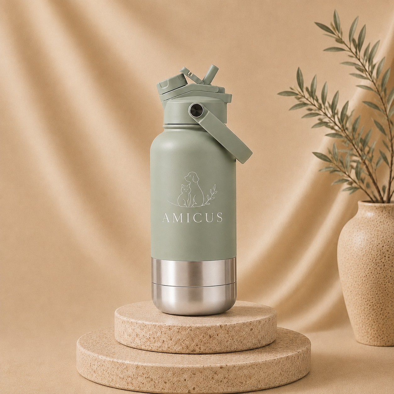 3-in-1 Portable Bottle & Bowl Set