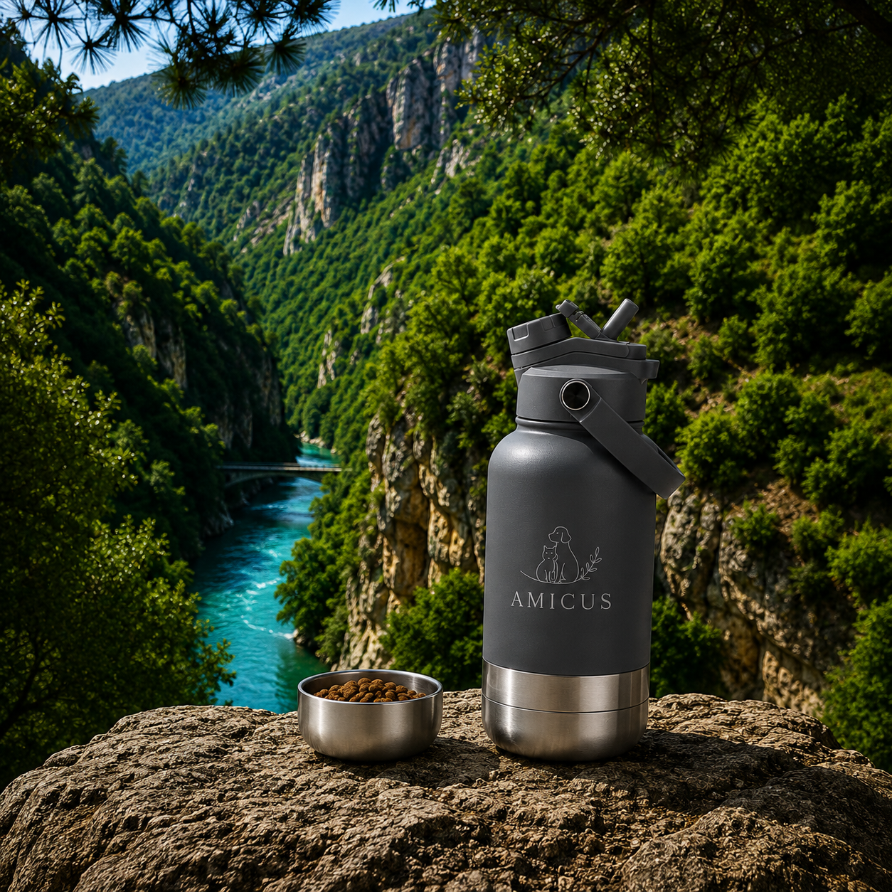3-in-1 Portable Bottle & Bowl Set